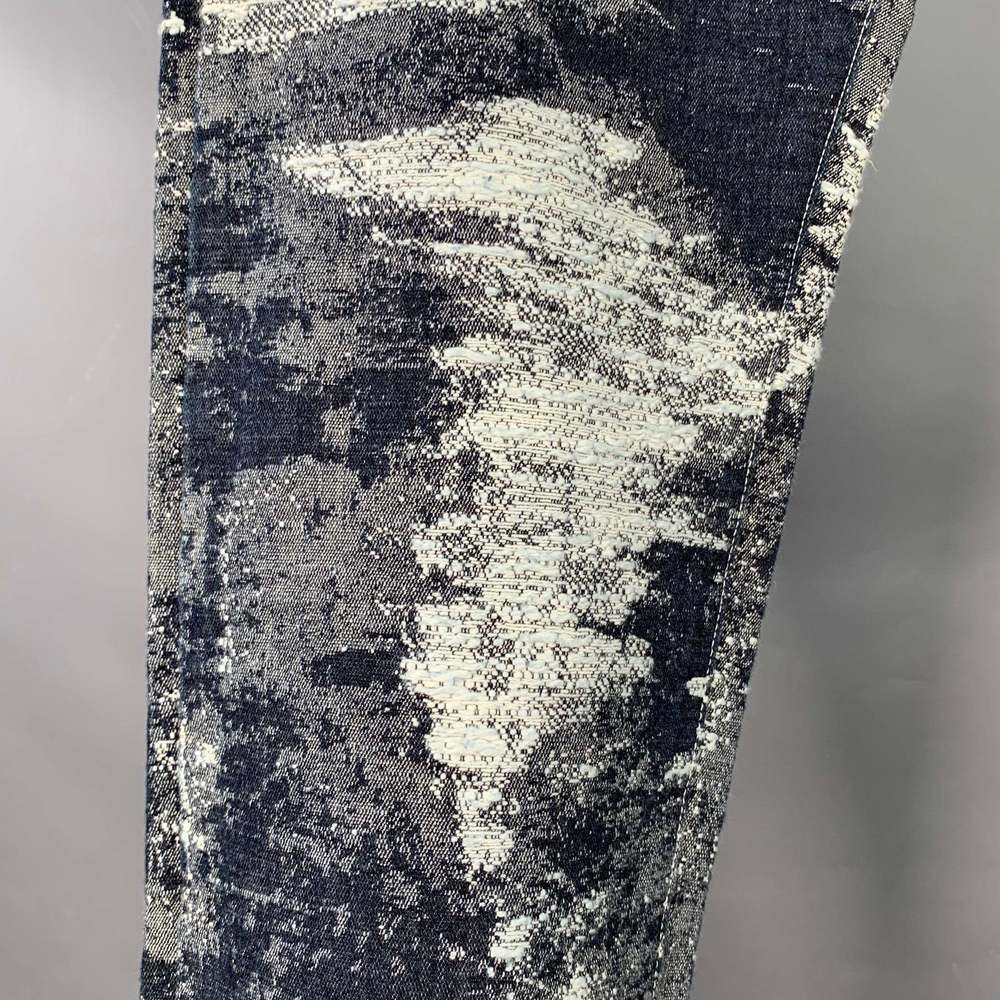 TAAKK Navy Blue Embroidery Cotton Japanese Denim Straight Jeans - Picture 3 of 8